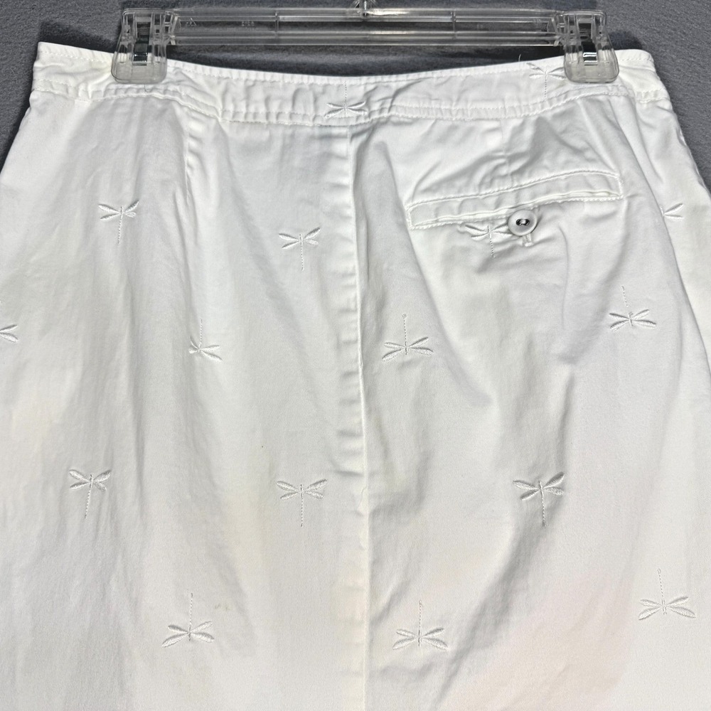 Talbots Dragonfly Embroidered Chino Skirt Womens Size 8 White Cotton Preppy Y2K - Picture 4 of 7